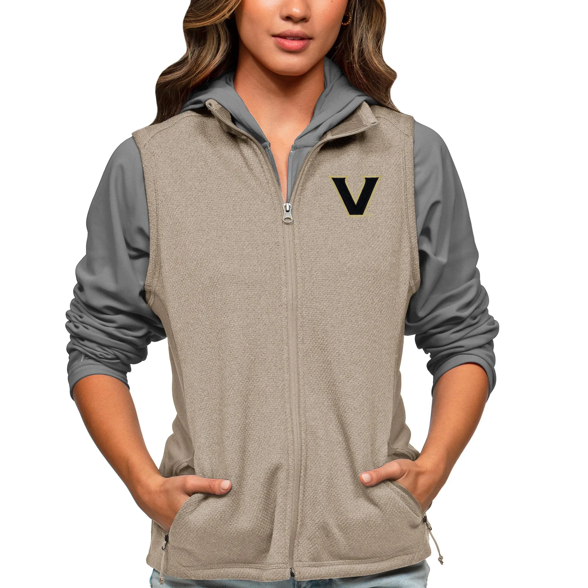 Antigua Vanderbilt Commodores Women's Oatmeal Course Full-Zip Vest