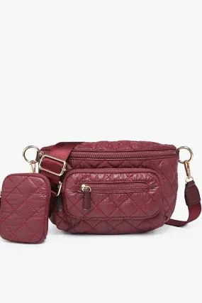 Arianna Quilted Nylon Belt Bag - Wine