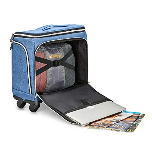 Biaggi Luggage Lift Off Expandable Under-Seater to Carry-on, Denim Blue