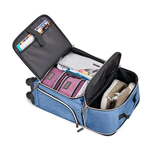 Biaggi Luggage Lift Off Expandable Under-Seater to Carry-on, Denim Blue