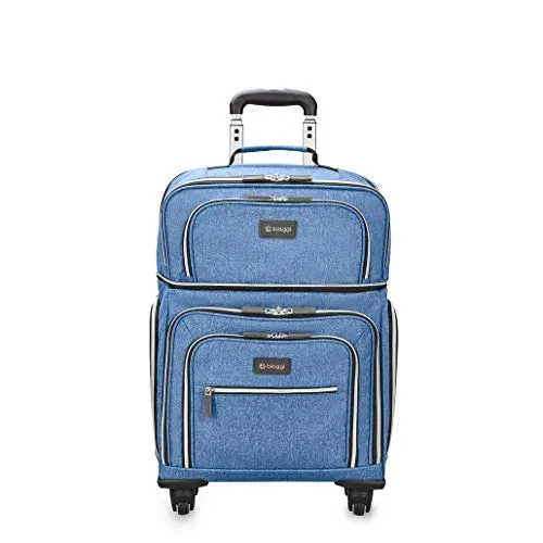 Biaggi Luggage Lift Off Expandable Under-Seater to Carry-on, Denim Blue