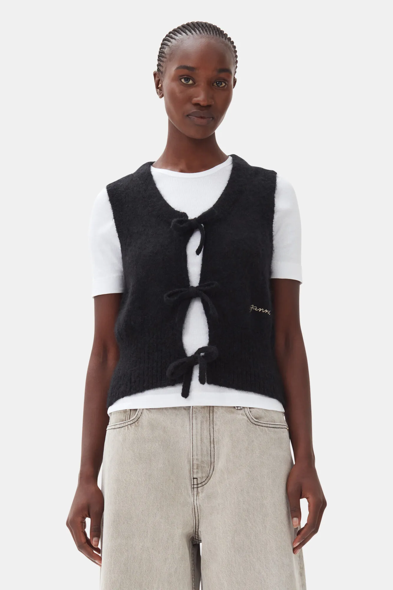 Black Tie String Vest