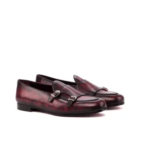 --Burgundy Monk Slipper Shoe-