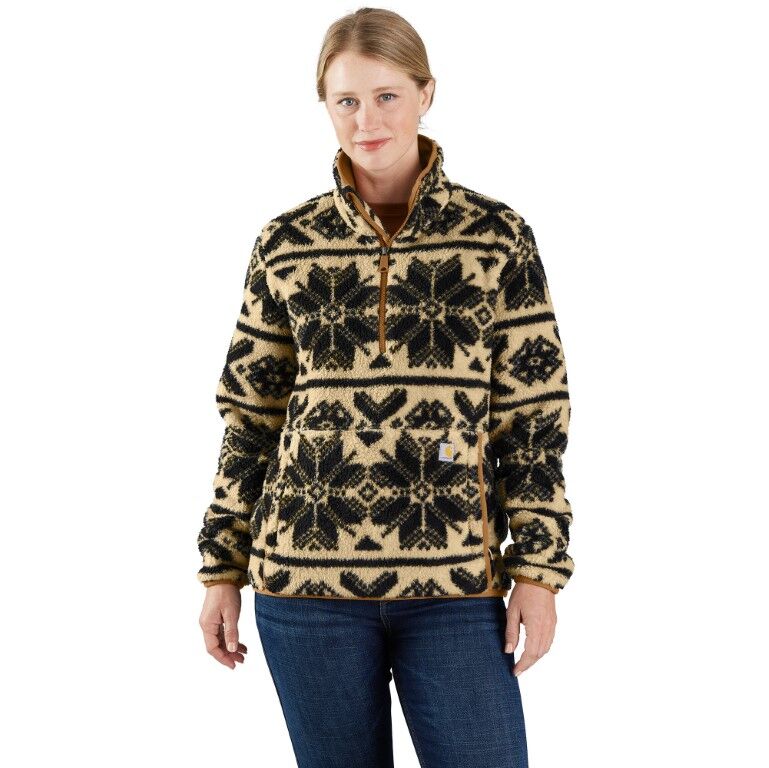 Carhartt Women's Loose Fit Fleece Pullover in Oatmilk Fairisle