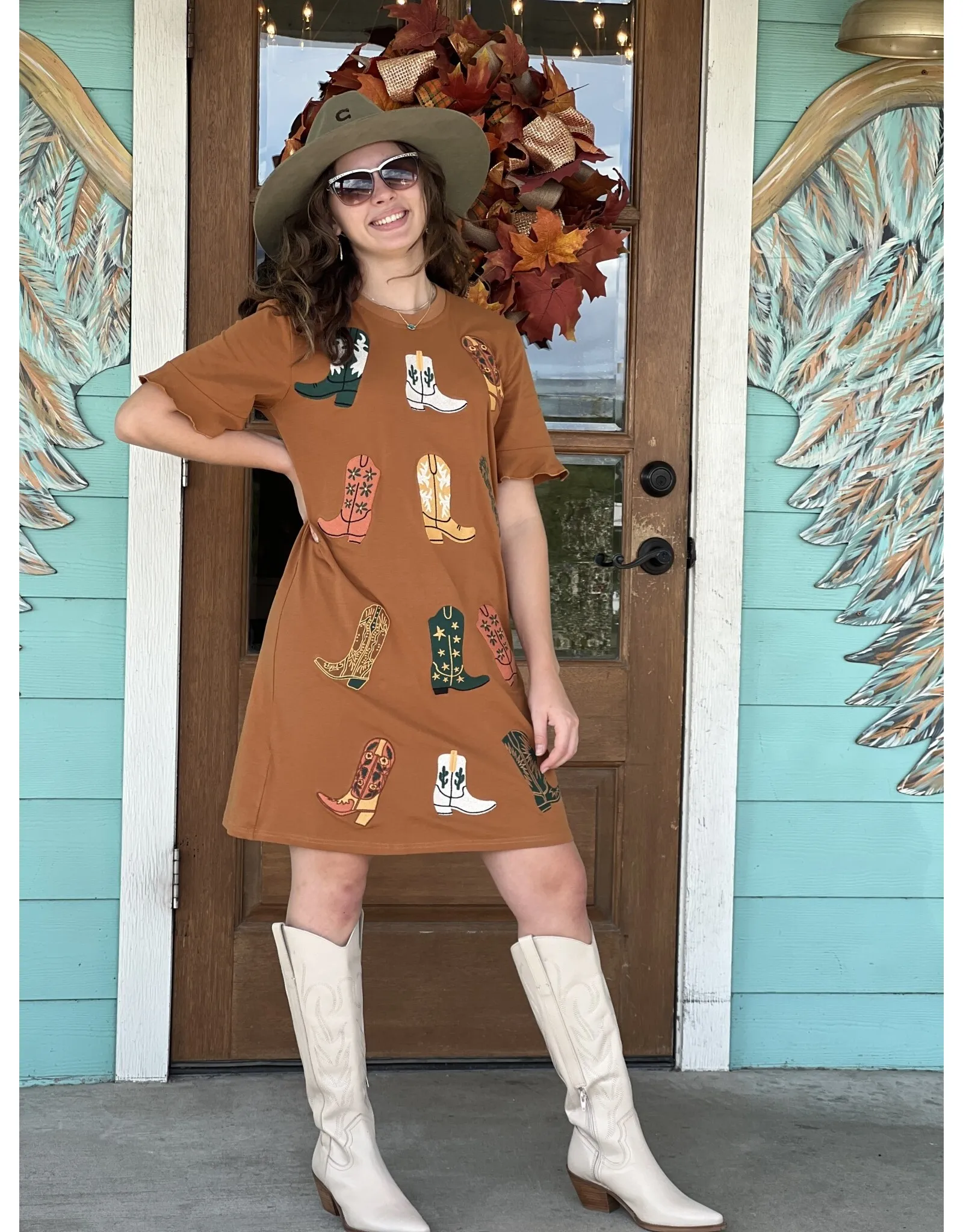 Cattleman Boot Embroidered Dress