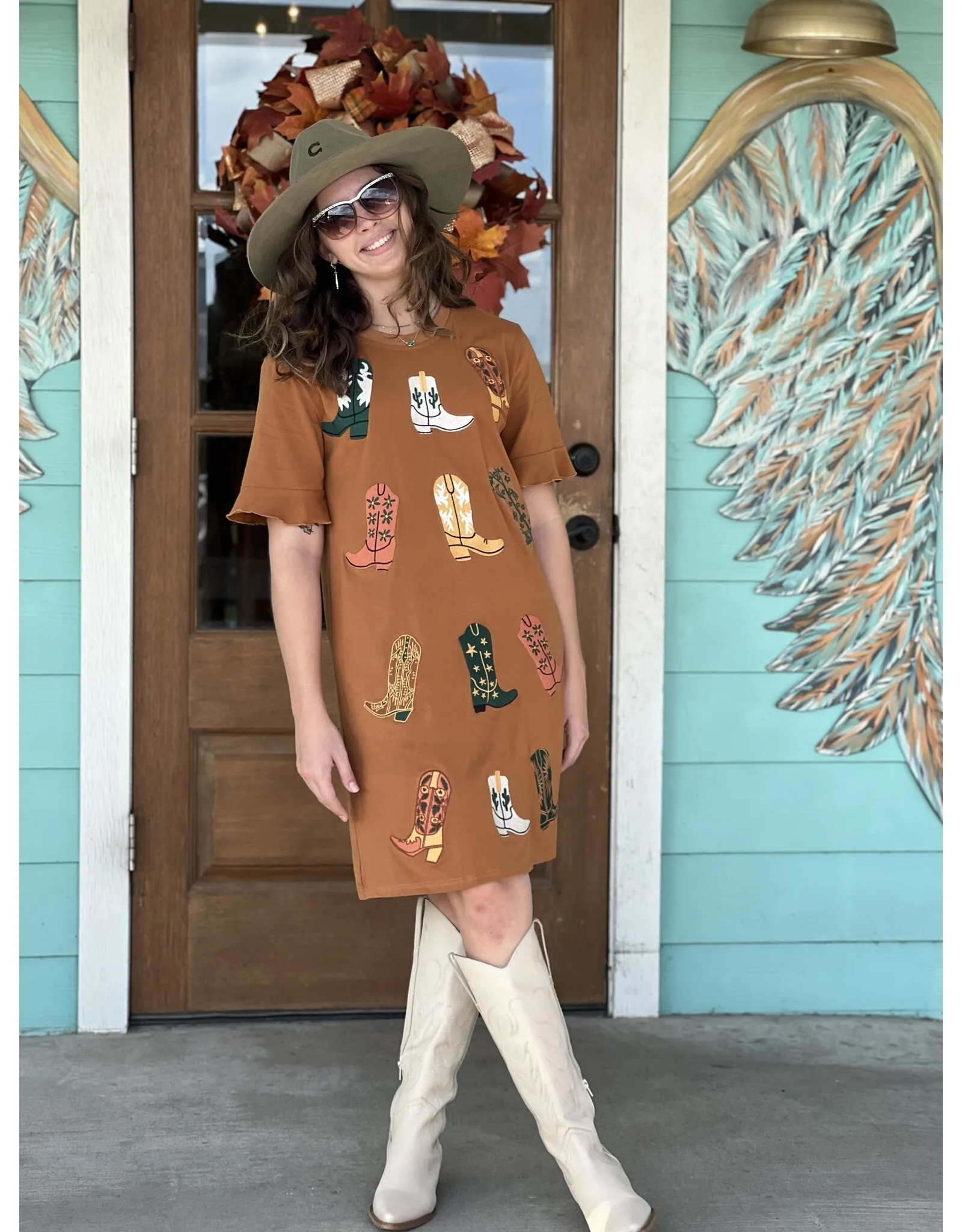 Cattleman Boot Embroidered Dress