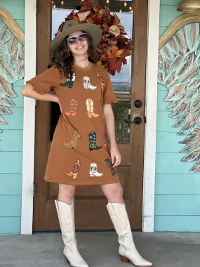 Cattleman Boot Embroidered Dress