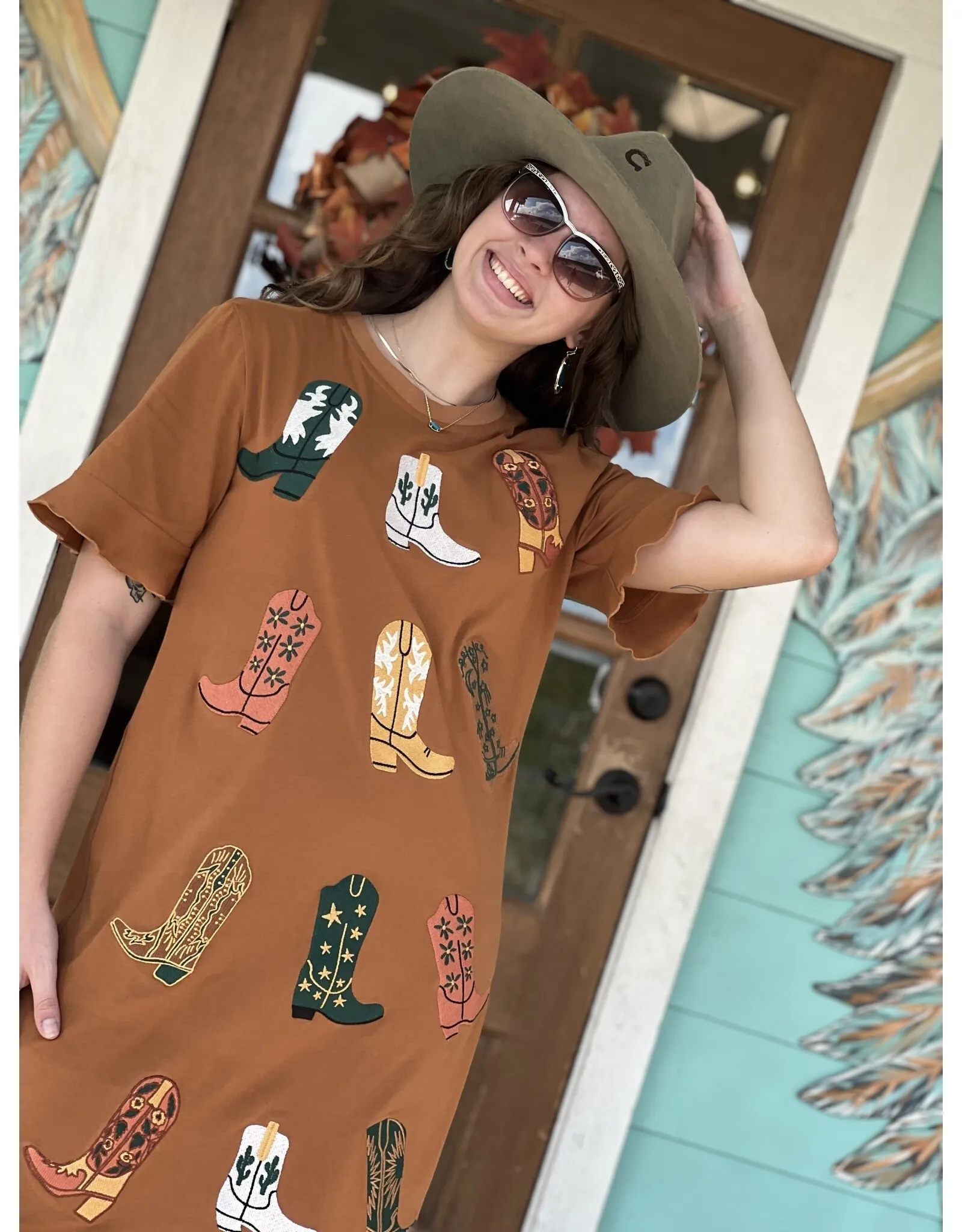 Cattleman Boot Embroidered Dress