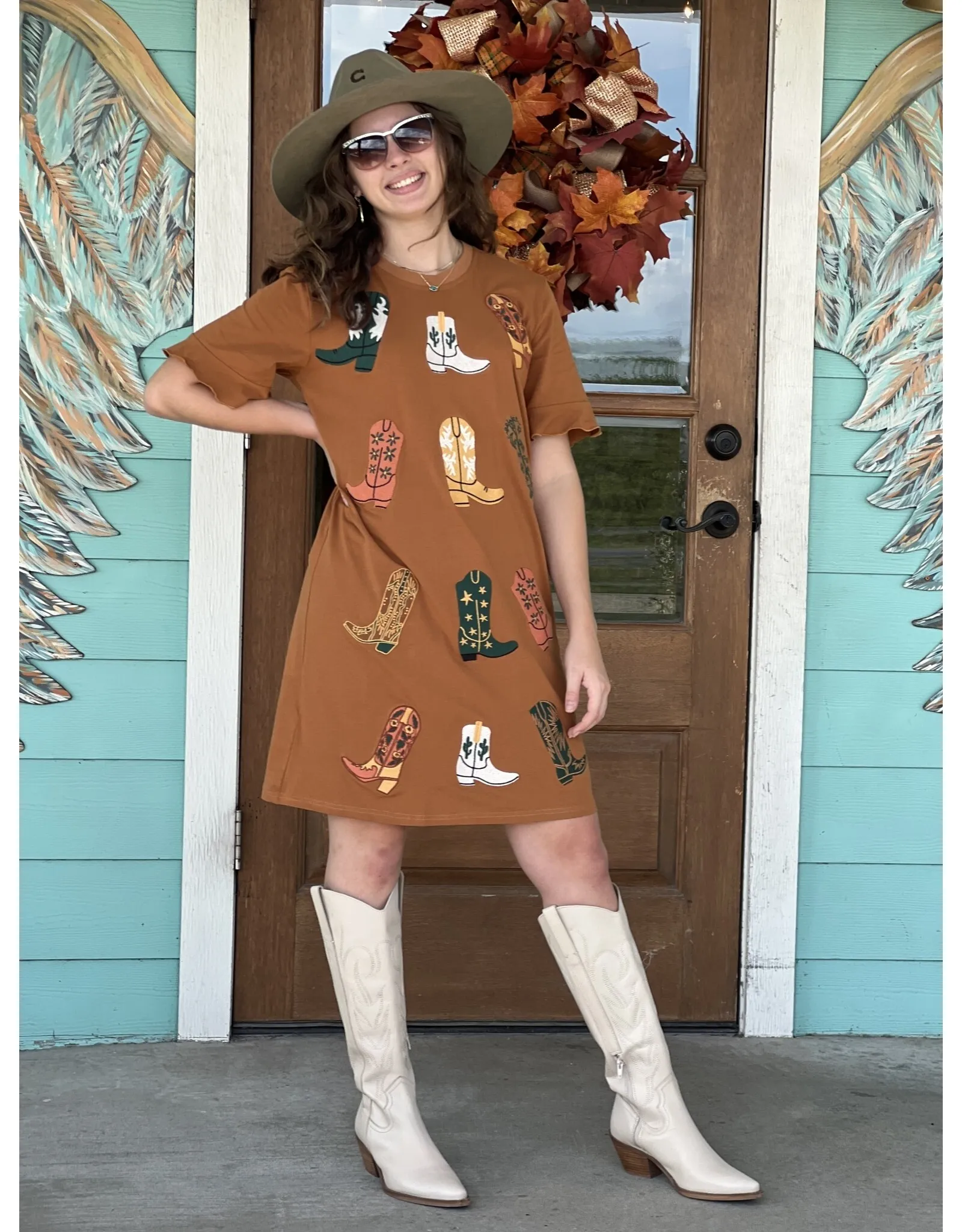 Cattleman Boot Embroidered Dress