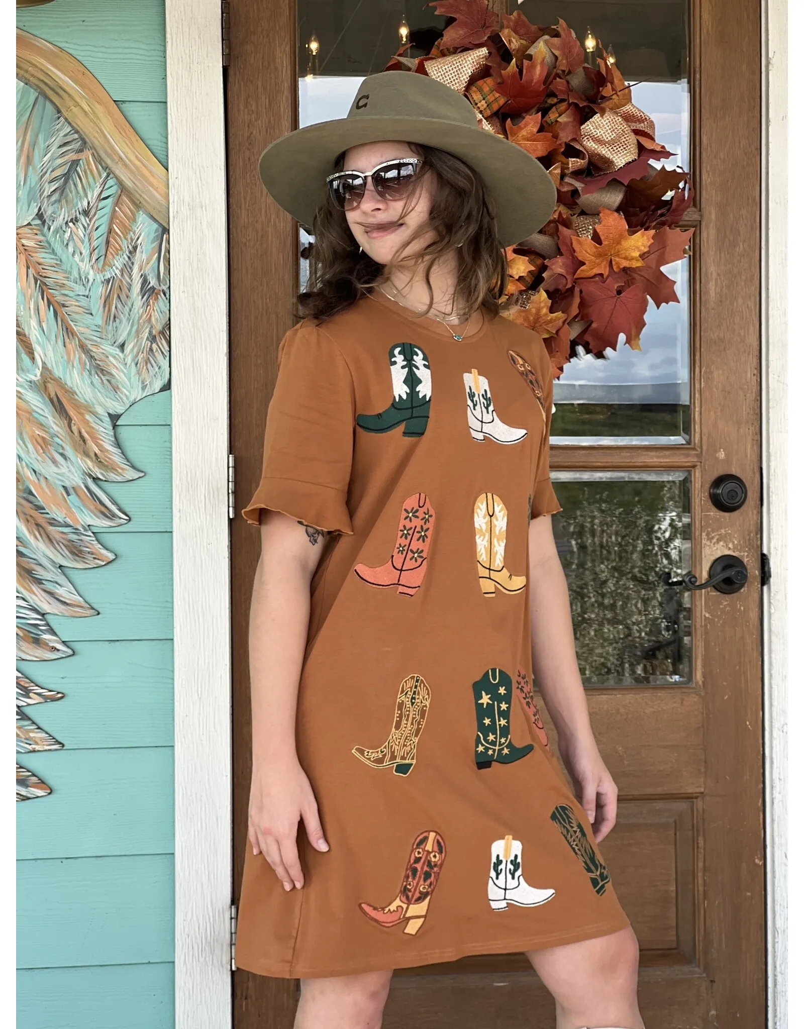 Cattleman Boot Embroidered Dress