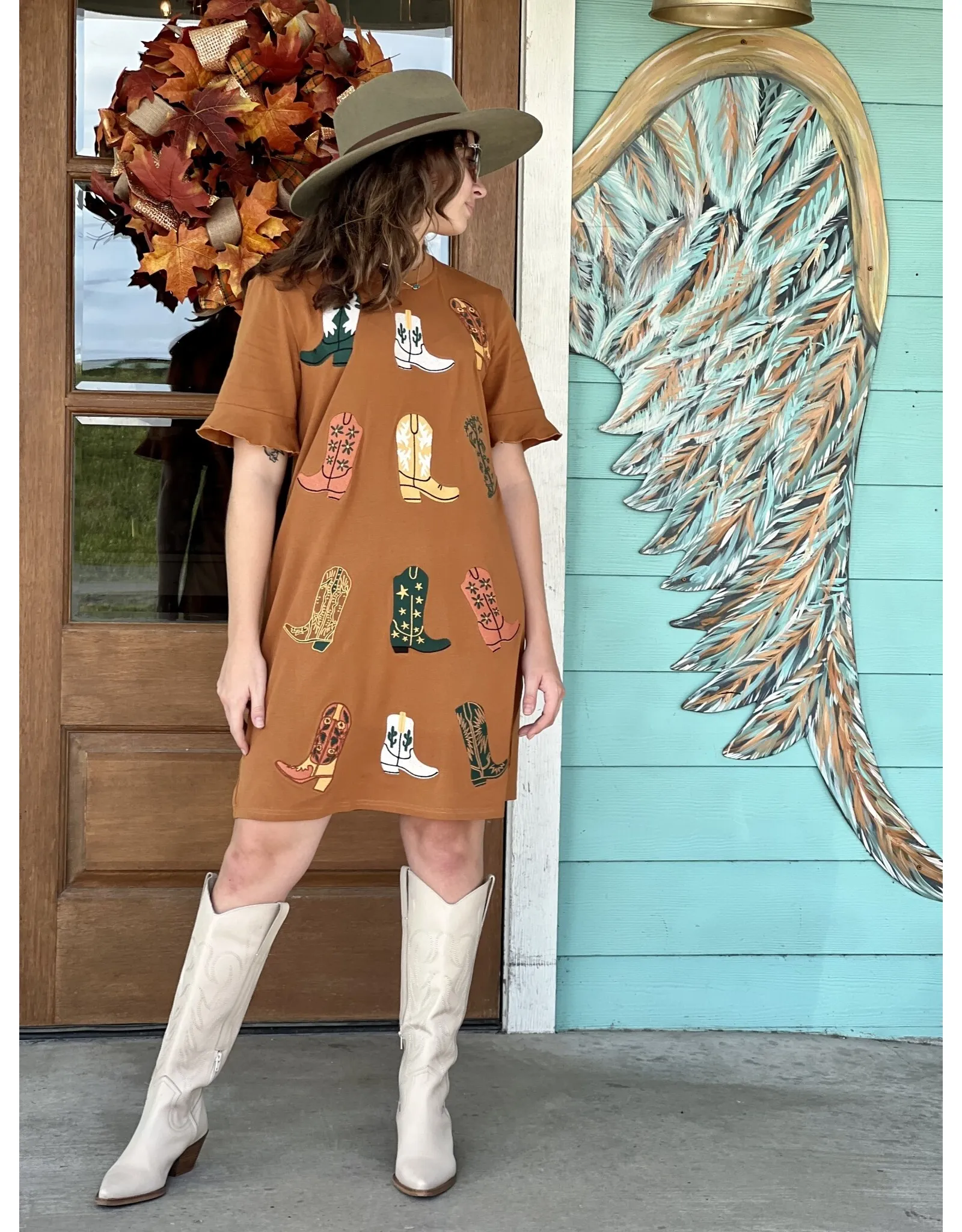 Cattleman Boot Embroidered Dress