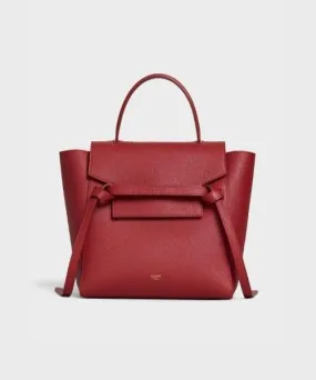 Celine Micro Belt Bag In Grained Calfskin Ruby