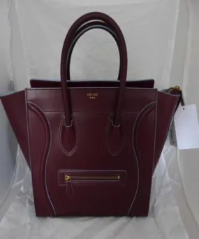 Celine Nano Luggage Tote Burgundy