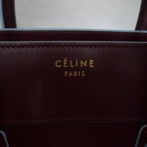 Celine Nano Luggage Tote Burgundy