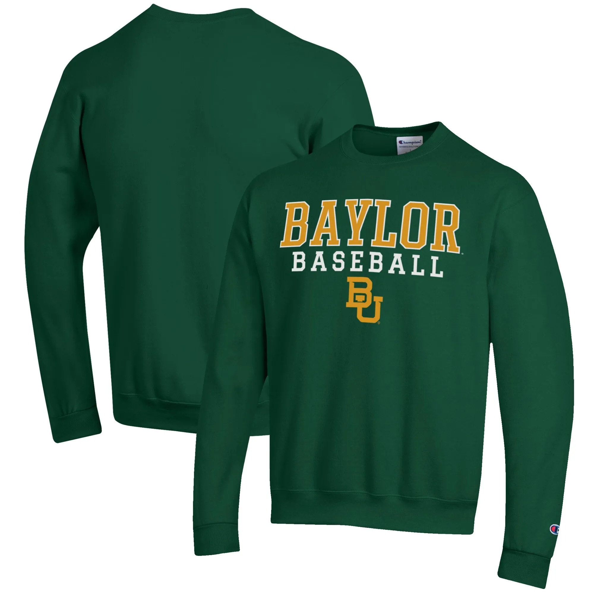 Champion Baylor Bears Green Baseball Stack Pullover Crewneck Sweatshirt