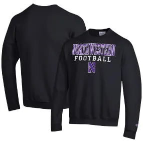 Champion Northwestern Wildcats Black Football Stacked Pullover Sweatshirt