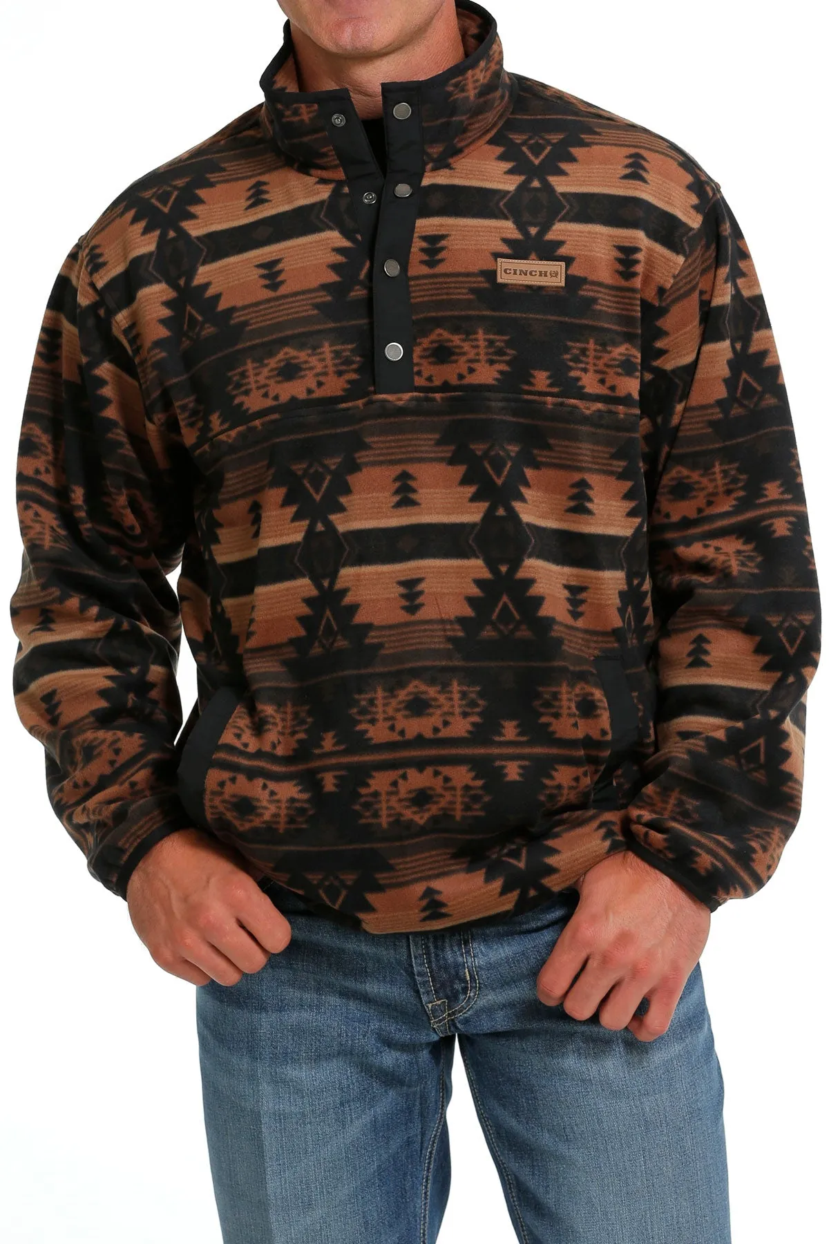 Cinch Boys Black/Brown Southwest Print Polar Fleece Pullover