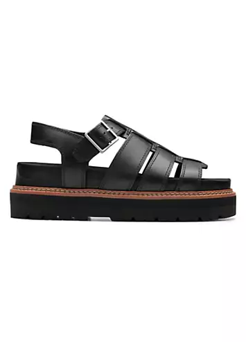 Clarks Black Leather Orianna Twist Sandals | Grattan