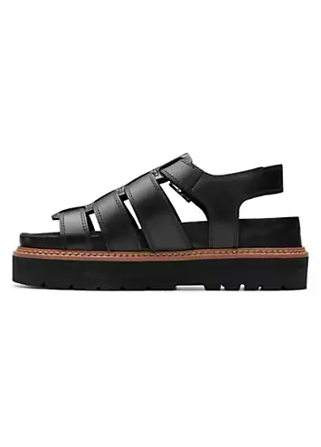 Clarks Black Leather Orianna Twist Sandals | Grattan