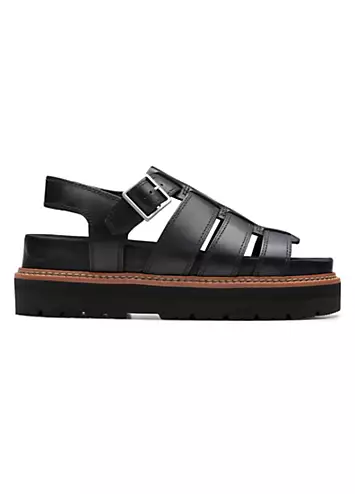 Clarks Black Leather Orianna Twist Sandals | Grattan