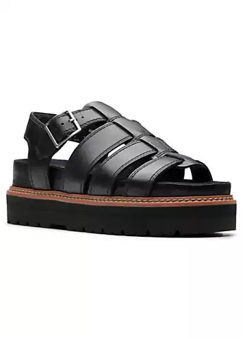 Clarks Black Leather Orianna Twist Sandals | Grattan