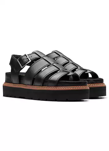 Clarks Black Leather Orianna Twist Sandals | Grattan