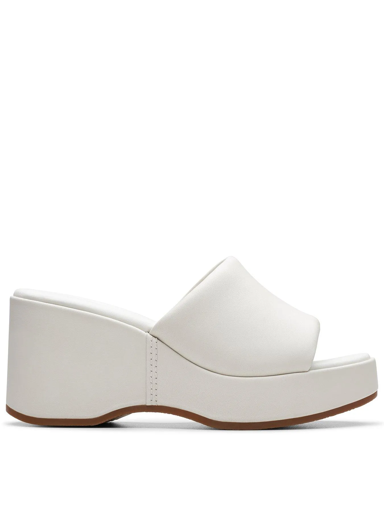 Clarks Manon Glide Leather Wedged Sandals - Off White