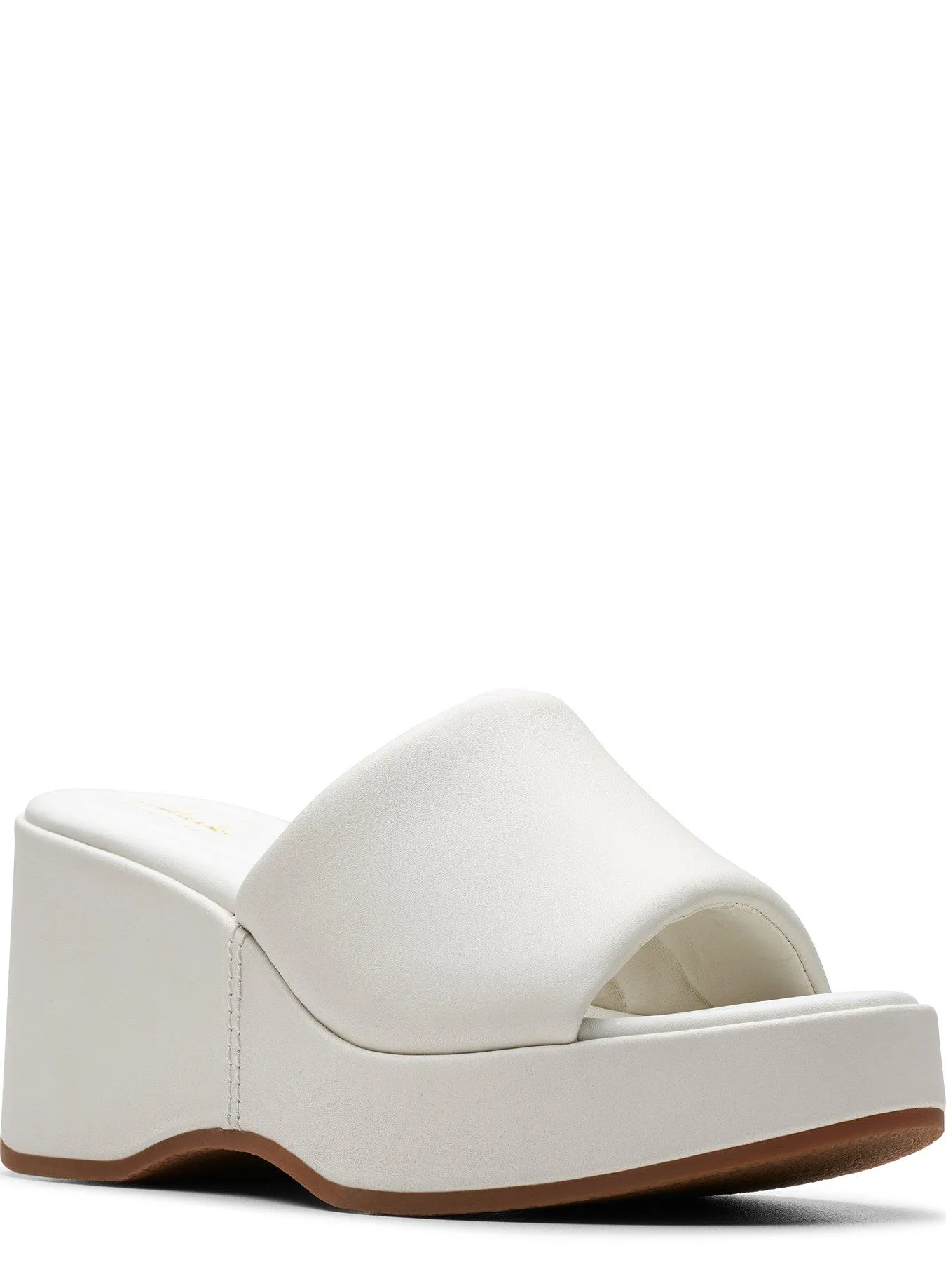 Clarks Manon Glide Leather Wedged Sandals - Off White