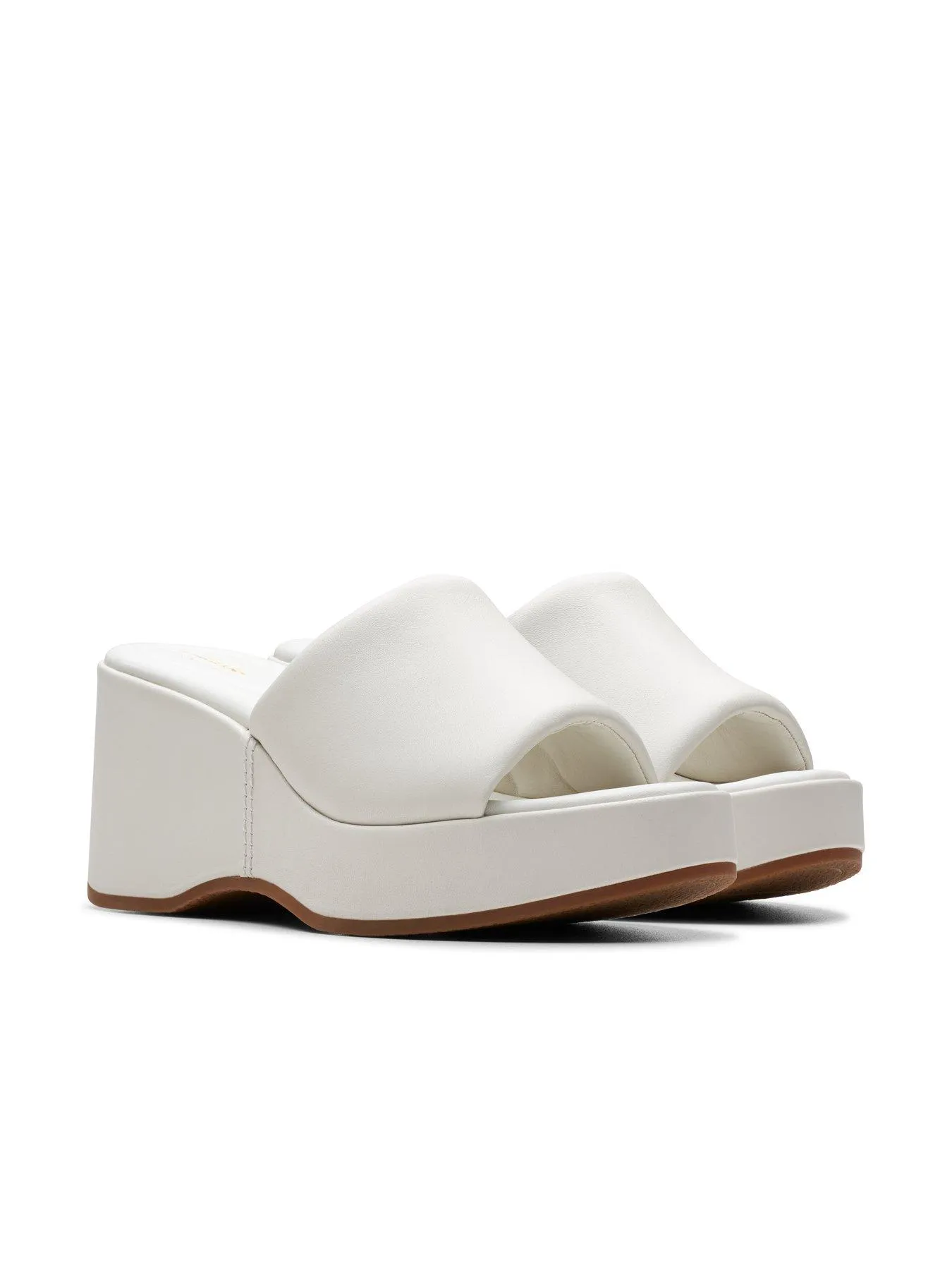 Clarks Manon Glide Leather Wedged Sandals - Off White