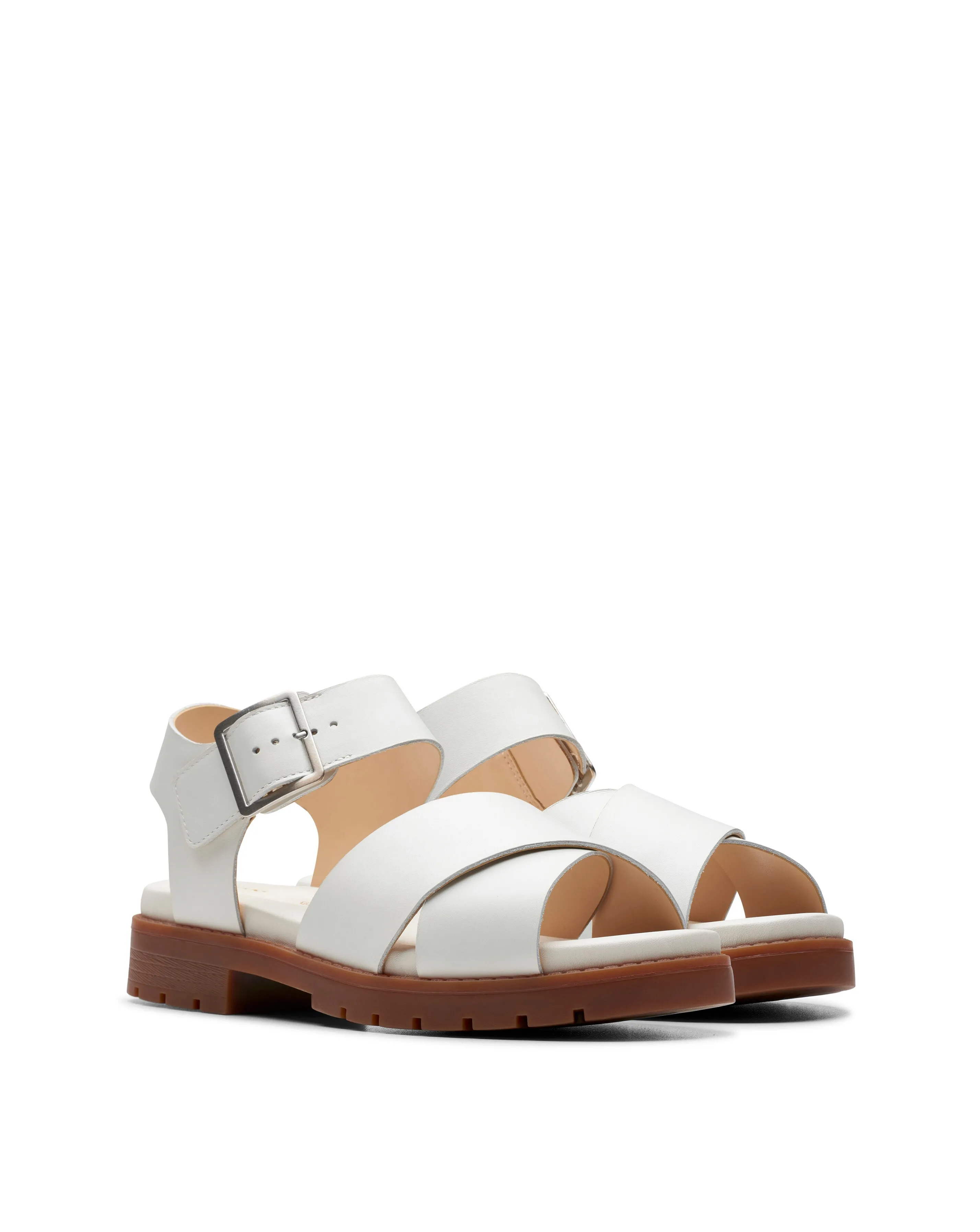 Clarks Orinoco Leather Cross Buckle Sandal Wide Fit | Simply Be