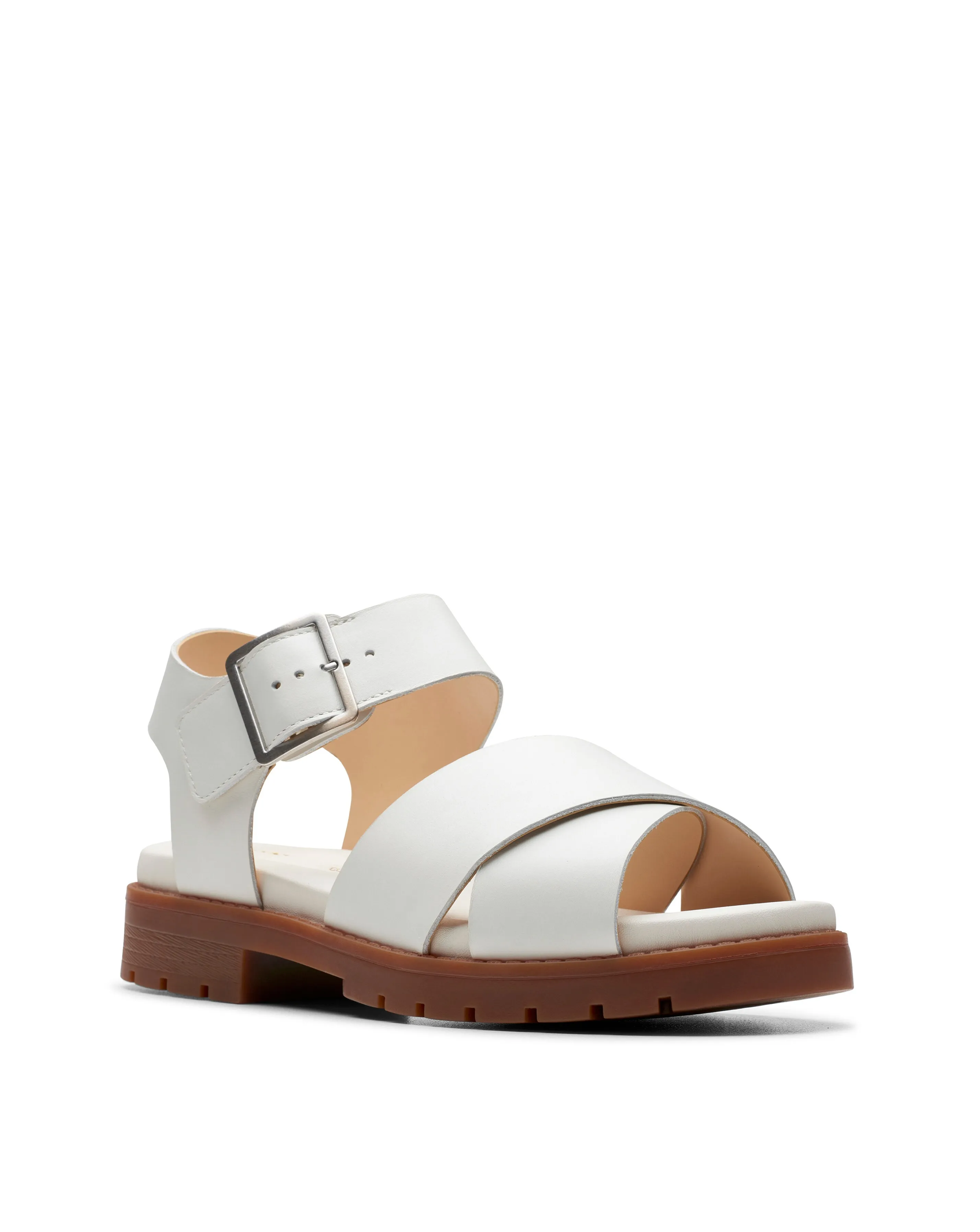 Clarks Orinoco Leather Cross Buckle Sandal Wide Fit | Simply Be