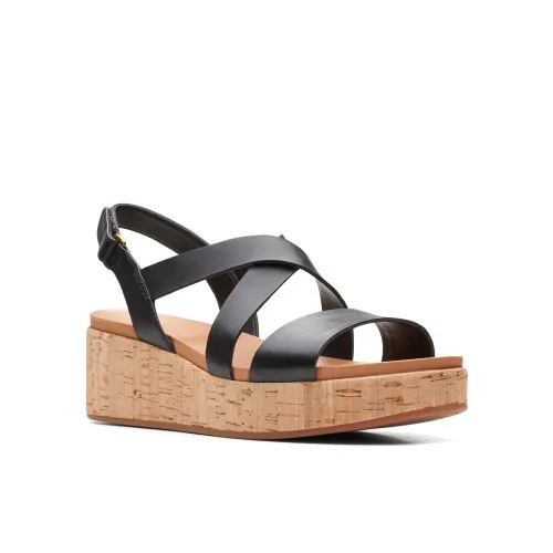 Clarks Women's Kimmei Cork Wedge Sandal Black