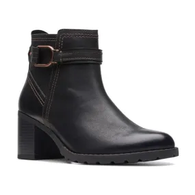 Clarks Women's Leda Strap Boot Black Leather