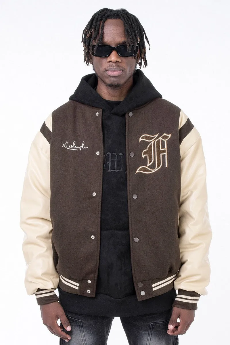 CZ Embroidered Woolen Varsity Jacket