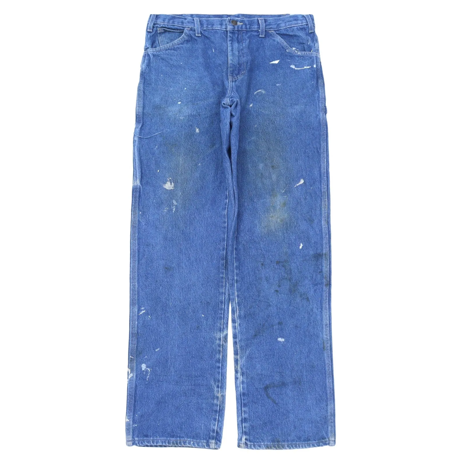 Dickies Carpenter Paint Splattered Blue Work Trousers