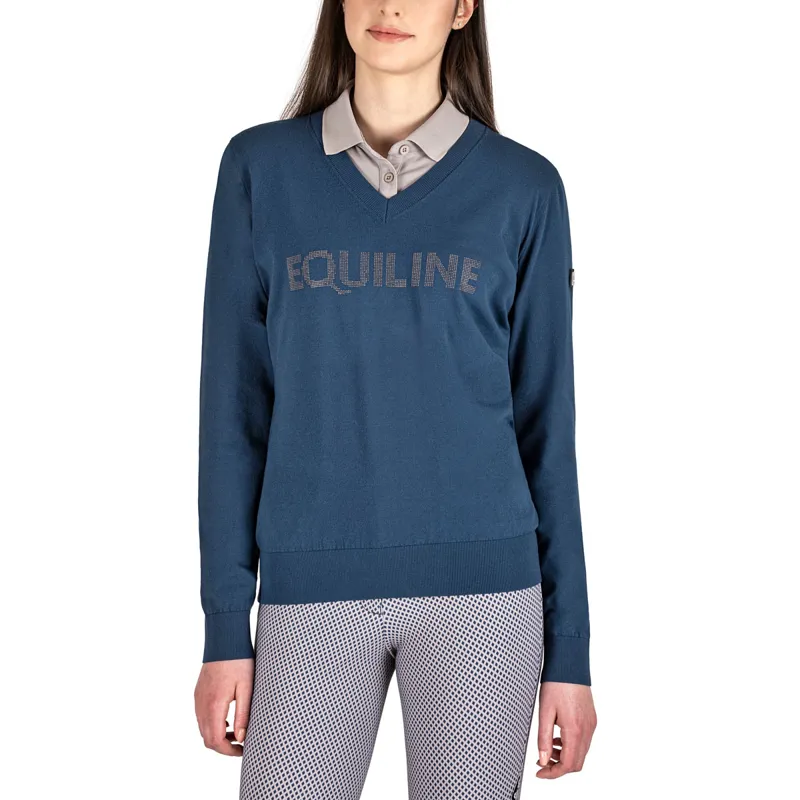 Equiline Eleonore Ladies V-Neck Pullover - Diplomatic Blue