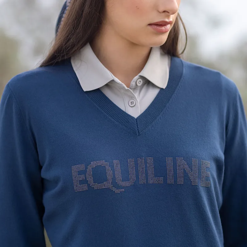 Equiline Eleonore Ladies V-Neck Pullover - Diplomatic Blue