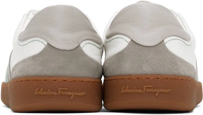 Ferragamo White & Gray Garda Sneakers