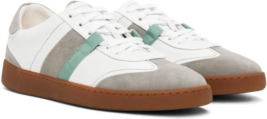 Ferragamo White & Gray Garda Sneakers