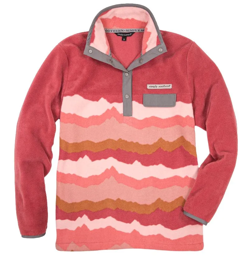 Final Sale  Simply Southern Ladies Fleece Pullover Pink Mountain