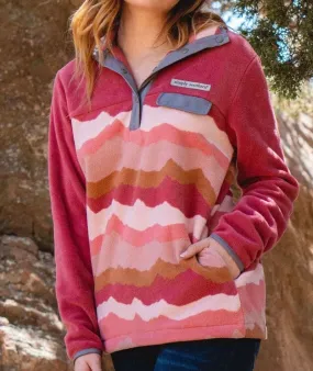 Final Sale  Simply Southern Ladies Fleece Pullover Pink Mountain