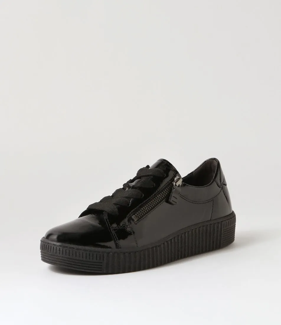 GABOR Amelia Schwarz Patent Leather Sneakers