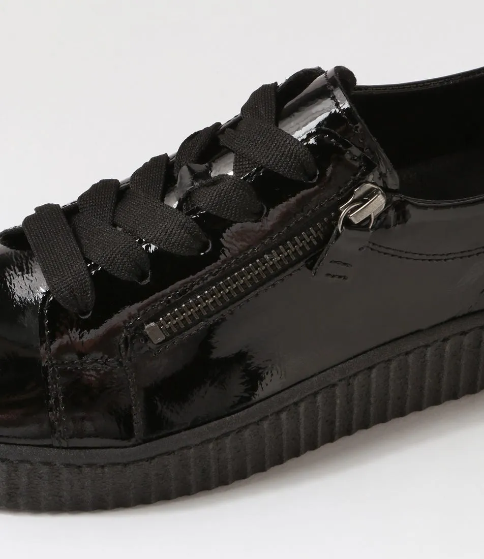 GABOR Amelia Schwarz Patent Leather Sneakers