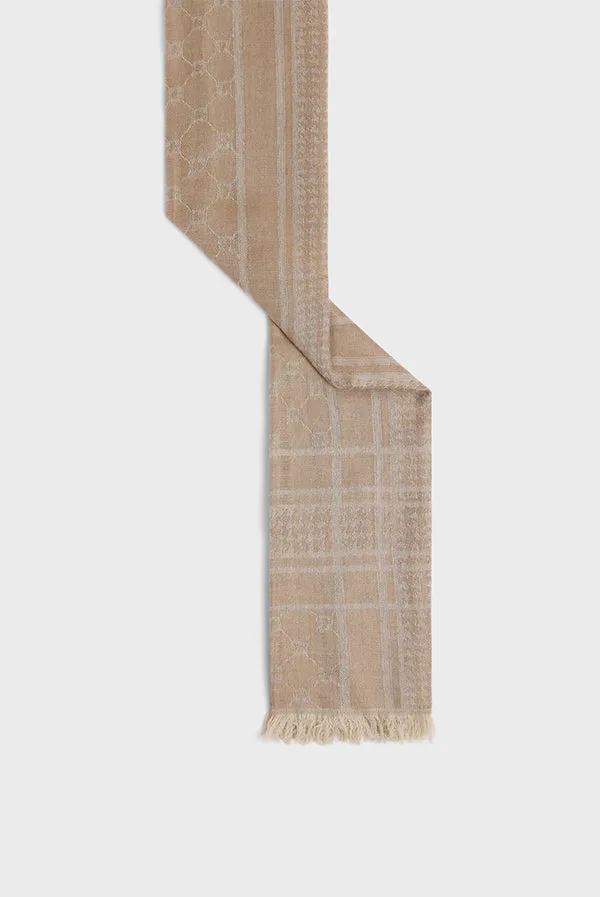 Gerard Darel DOMITILLE BEIGE COTTON MODAL MONOGRAM SCARF