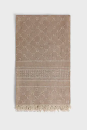 Gerard Darel DOMITILLE BEIGE COTTON MODAL MONOGRAM SCARF