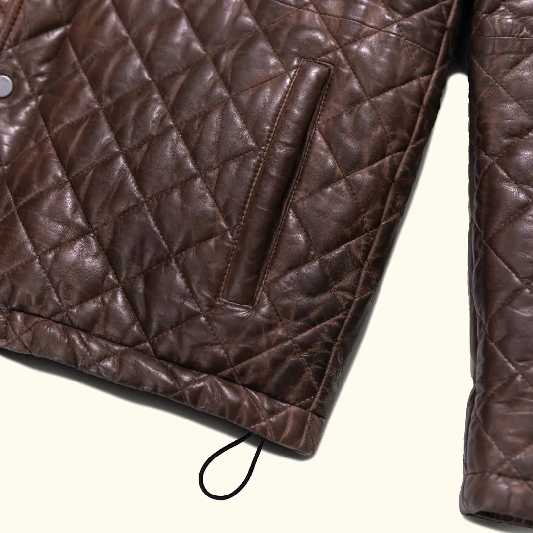 Highlands Quilted Leather Jacket | Mahogany Brown