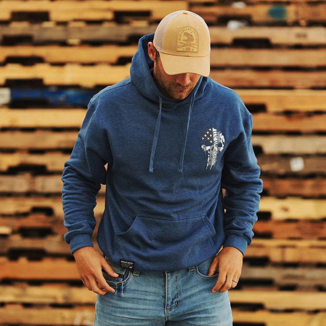 Howitzer We Skull Hoodie in Navy Heather