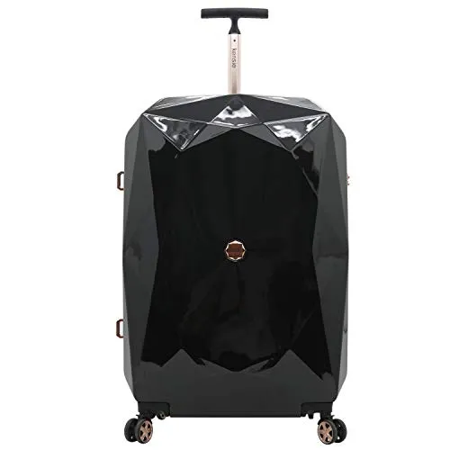 kensie Women's 3D Gemstone TSA Lock Hardside Spinner Luggage, Black, 20-Inch Carry-On