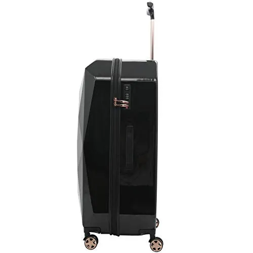 kensie Women's 3D Gemstone TSA Lock Hardside Spinner Luggage, Black, 20-Inch Carry-On