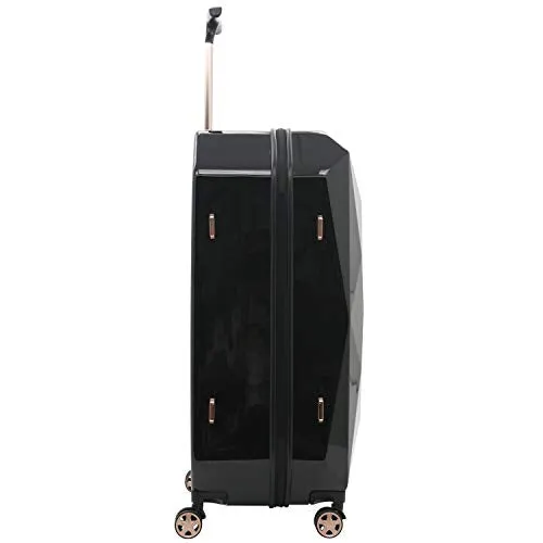 kensie Women's 3D Gemstone TSA Lock Hardside Spinner Luggage, Black, 20-Inch Carry-On